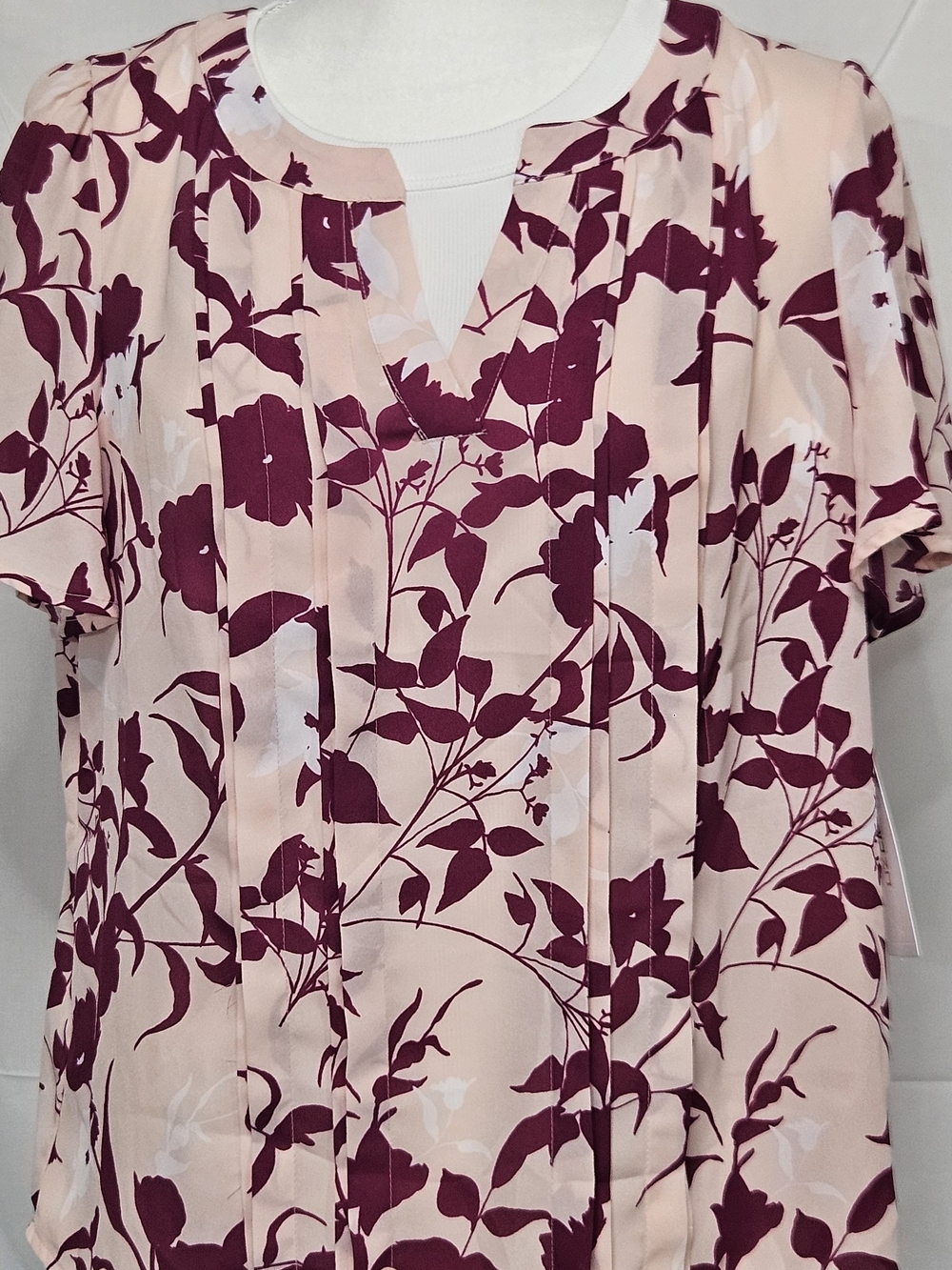 Liz Claiborne Pink Blouse with Burgundy Floral Print